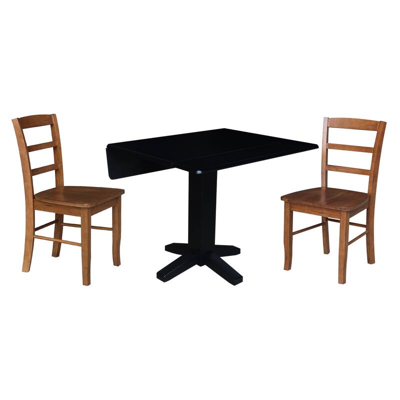 36" Solid Wood Square Dual Drop Leaf Dining Table with Dining Chairs