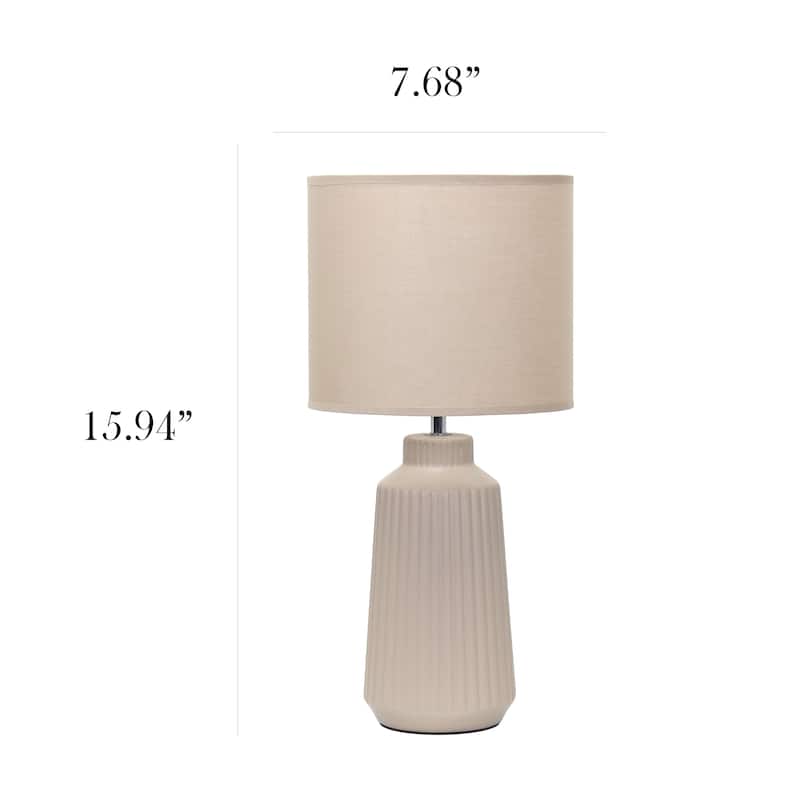 Textured Ceramic Table Lamp with Fabric Drum Shade Modern Faceted Base Compact Accent Lighting Multiple Colors