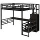 preview thumbnail 9 of 7, Full Size Metal Loft Bed with Desk, Wardrobe, and Storage Stairs