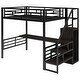 preview thumbnail 9 of 9, Sturdy Metal Full Size Loft Bed with Storage Staircase & Desk, Black