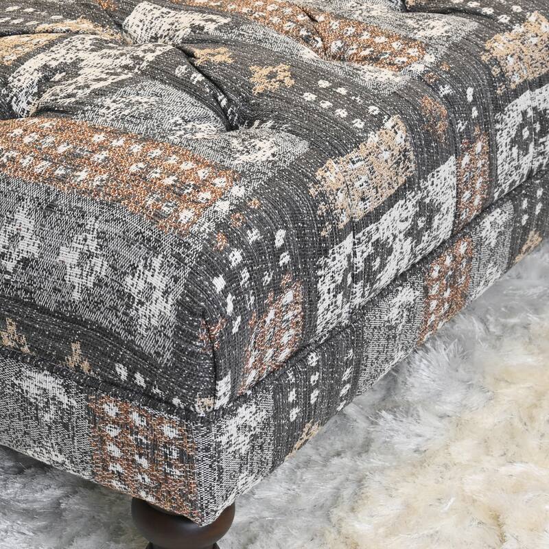 Roundhill Furniture Charbilia Fabric Tufted Cocktail Ottoman
