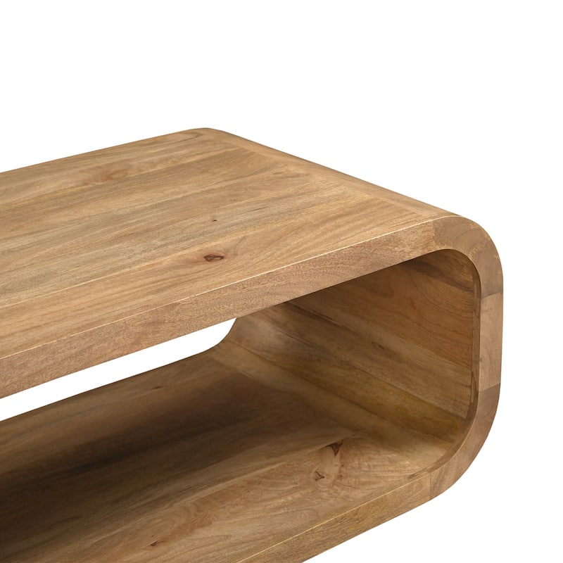 Larkora Contemporary Rectangular Wood Storage Coffee Table by Sevita - 51"L x 23"W x 18"H