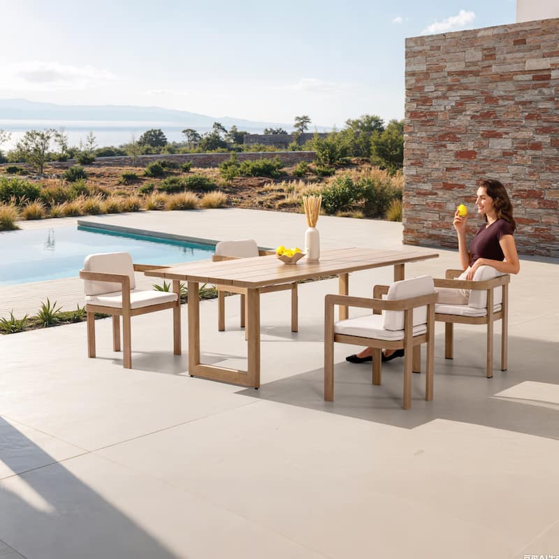 Dining Chair with Cushioned Seat and Armrests