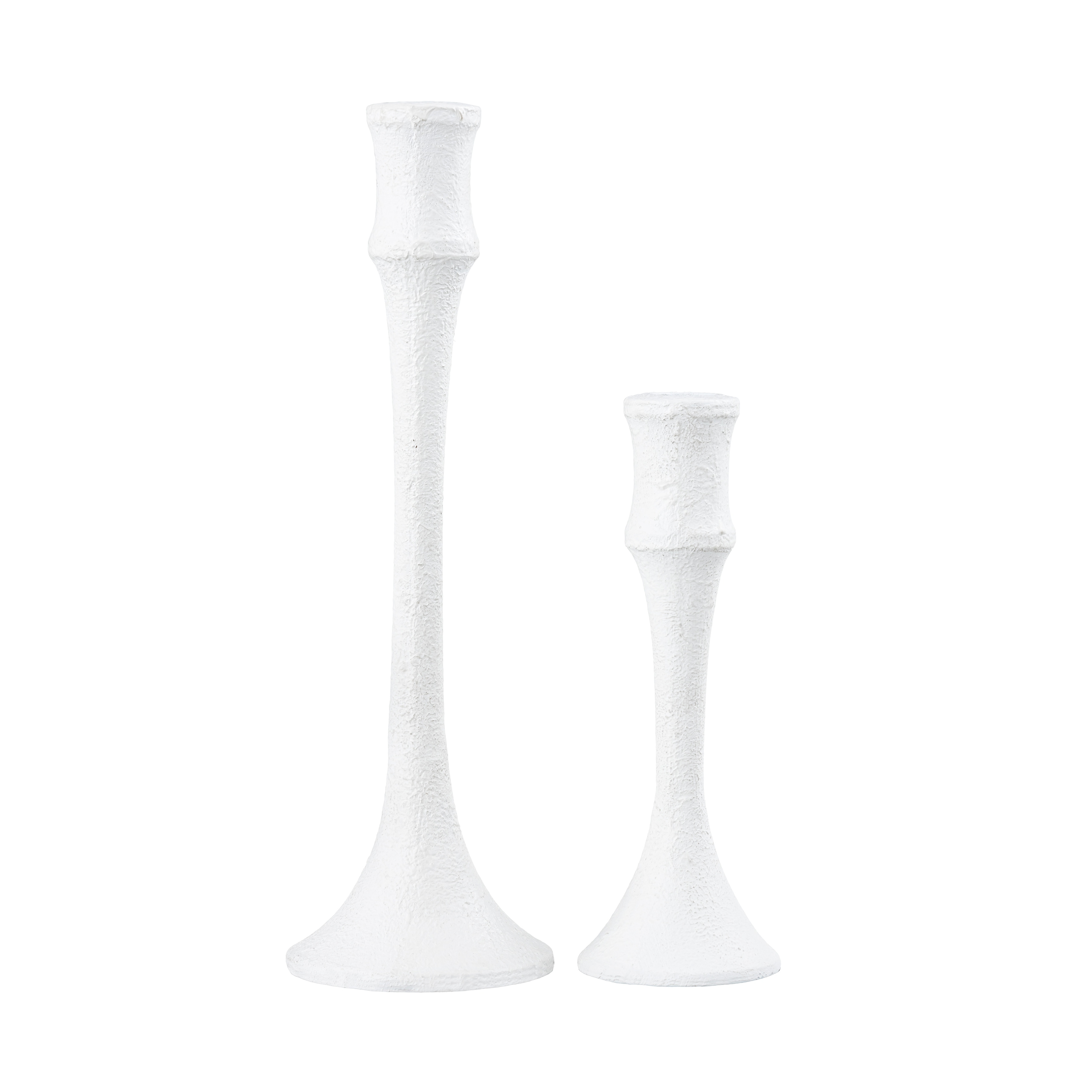 Atlas Miro Set of 2 Minimalist White Plaster Candleholders - 12 inch H