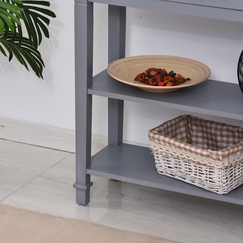 HOMCOM Retro-Styled Sofa Console Entry Hallway Table with Multifunctional Design, Durable Build, & Large Storage
