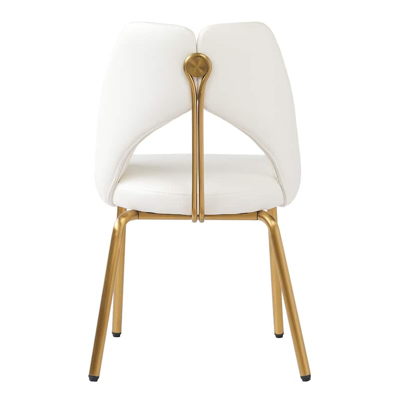 18.5''H Faux Leather Dining Chairs with Gold Metal Legs (Set of 2)