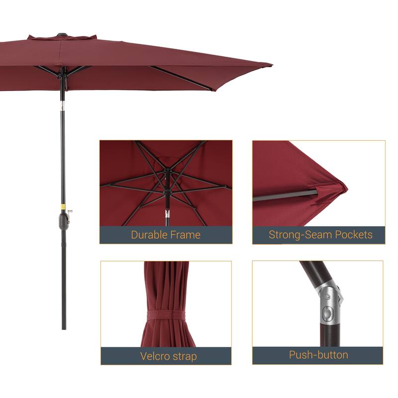 LIVOOSUN 6x9Ft Patio Market Umbrella Weather-Resistant Table Umbrella