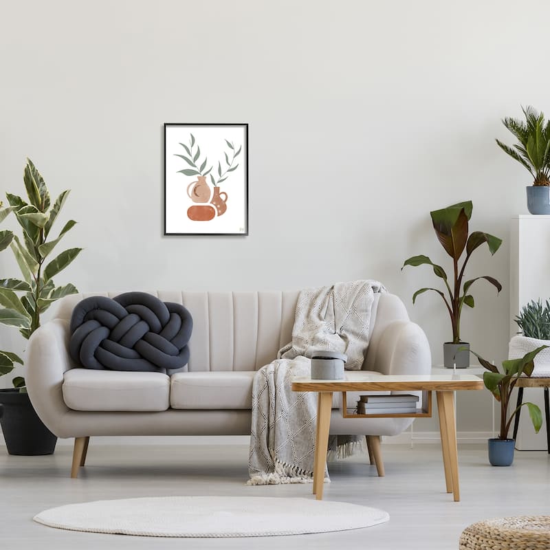 Stupell Boho Ceramic Plant Still Life Modern Terracotta Illustration Framed Wall Art