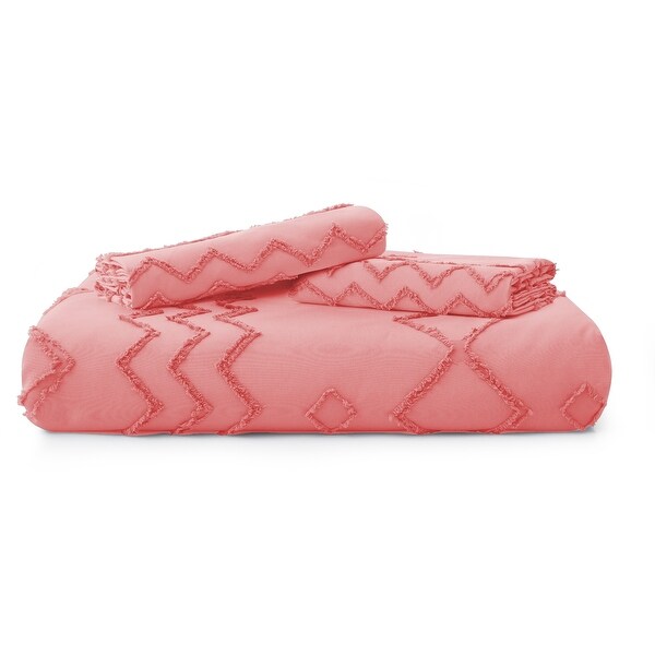 Tufted Clipped Jacquard Geometric Oversized Duvet Cover