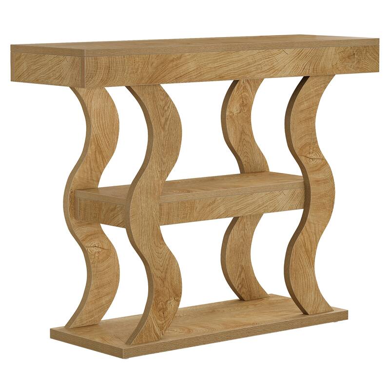 Console Table for Entryway, 3-Tier Wood Sofa Table with Storage Shelves for Living Room, Hallway, Foyer, Entrance