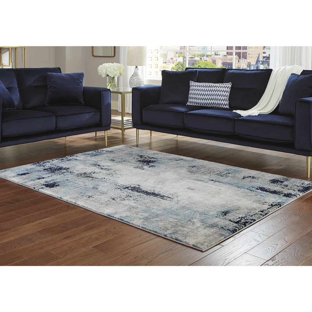 Leonelle Cream/Blue/Gray Large Rug - 7'10"W x 10'D