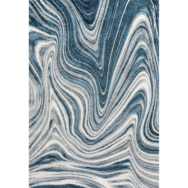 JONATHAN Y Zoe Contemporary Glam Abstract Marble Area Rug - 8 X 10 - Turquoise/Cream
