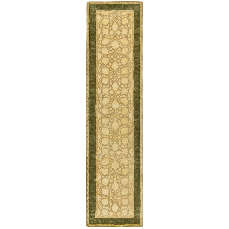 SAFAVIEH Handmade Silk Road Hali Traditional Oriental Wool Rug - 2'6" x 12' Runner - Ivory/Sage