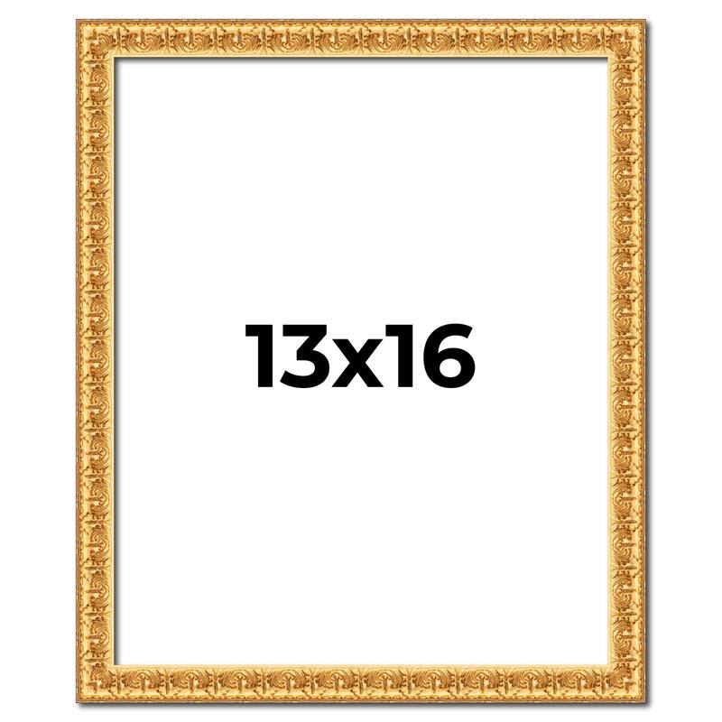 13x16 Frame Gold Real Wood Picture Frame Width 1 inches | Interior