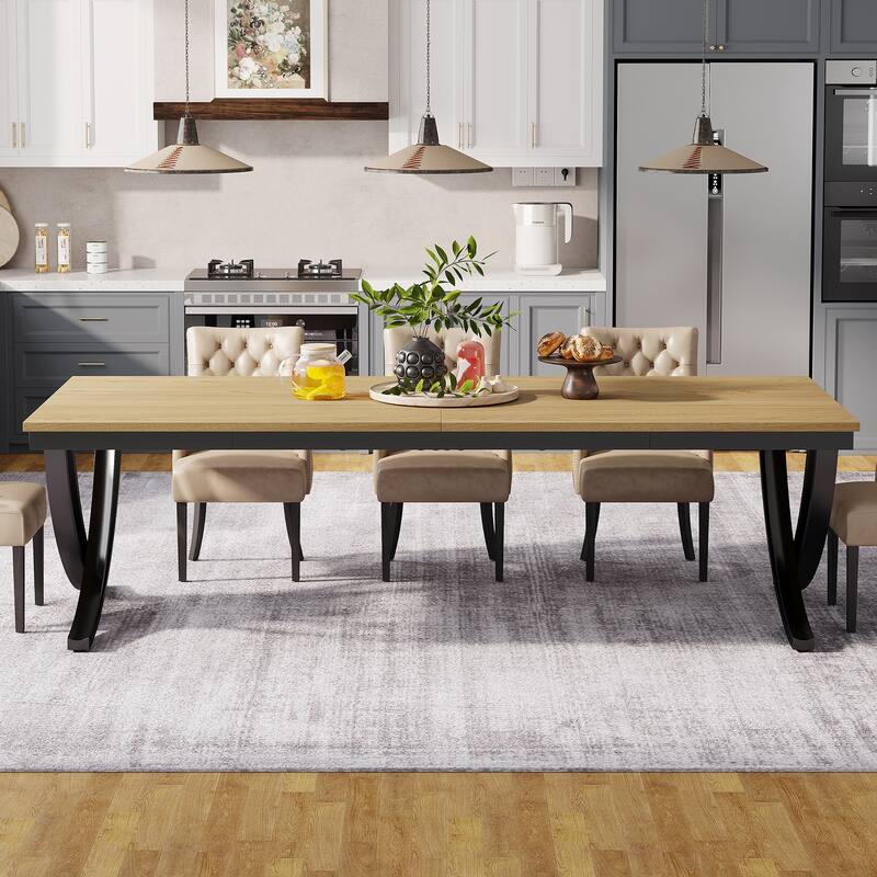 78" Large Rectangular Dining Table, Farmhouse Solid Wood Top Kitchen Table for Dining/Living Room