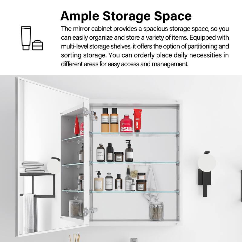 Rectangular Aluminum Medicine Cabinet with Mirror