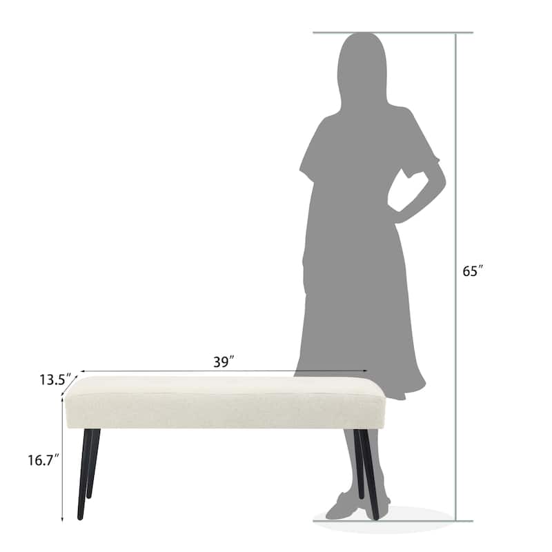 Adeco Modern End of Bed Bench Tufted Ottoman