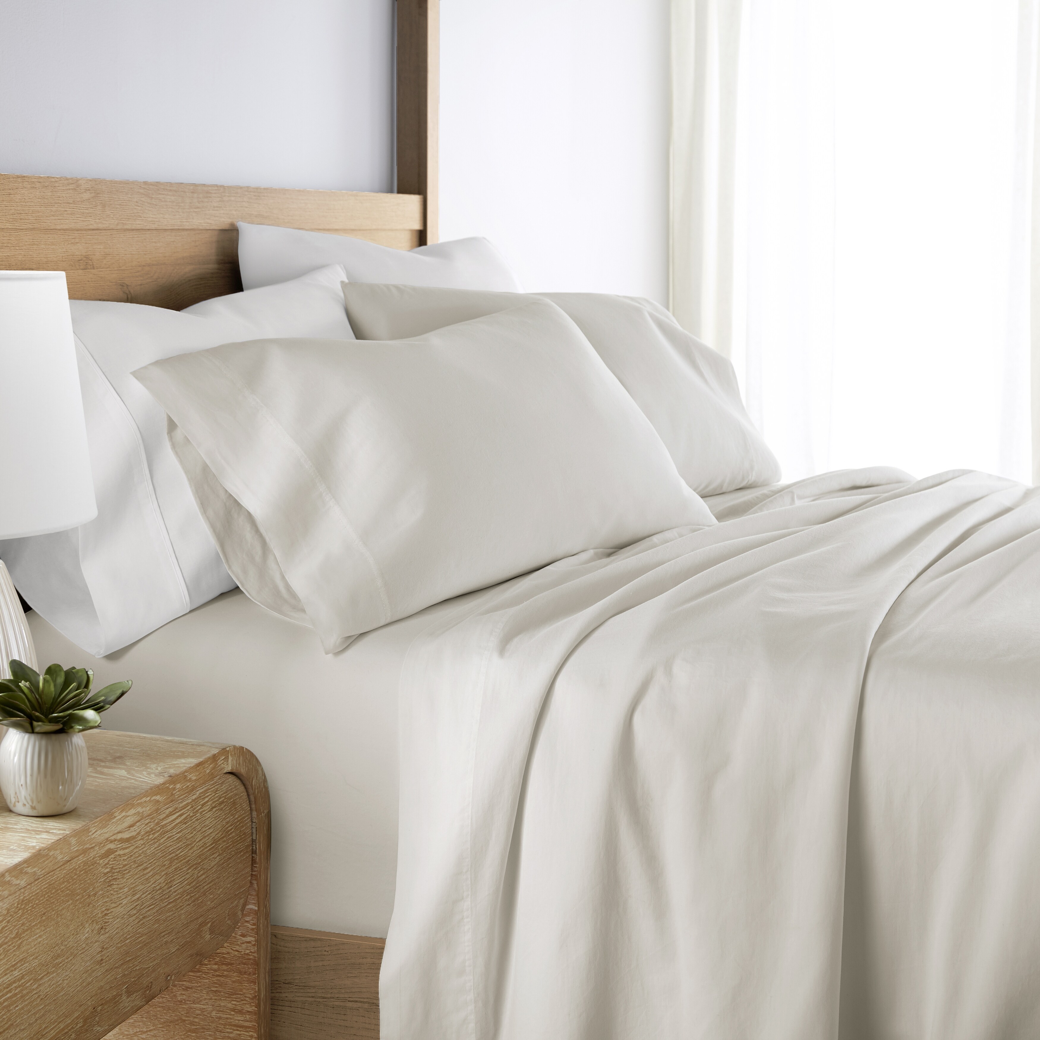 Becky Cameron Solid Brushed 300 Thread Count Cotton Sheet Set