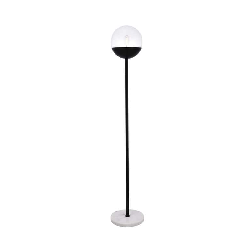 1 Light Floor Lamp with 11 inch Clear Glass - Black