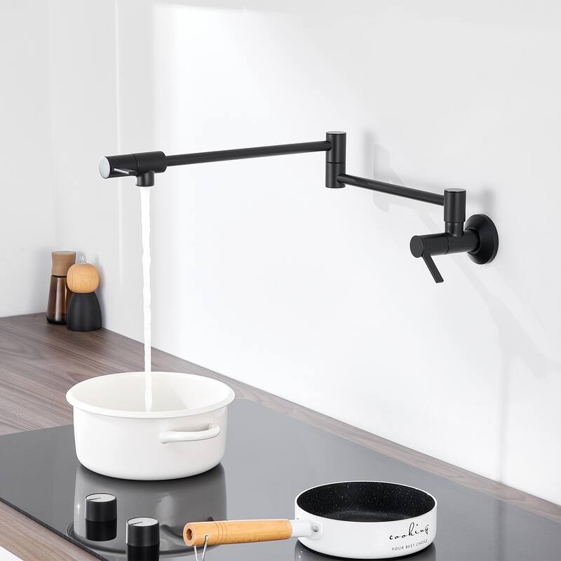 Luxier KTS27 Contemporary Wall-Mounted Pot Filler with 2 Handles