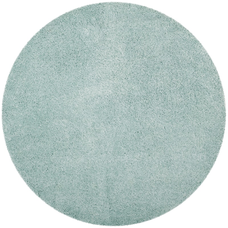 SAFAVIEH Laguna Shag Verdiana Solid Color 2-inch Thick Rug. - 6'7" Round - Light Blue - Round