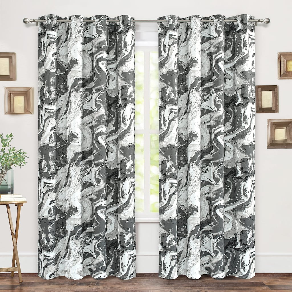 DriftAway Carrara Abstract Marble Ripple Texture Blackout Curtains - 52" Width X 84" Length - 52" Width X 84" Length