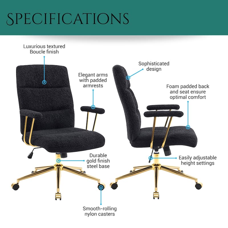 Modern Designs Elegant Sherpa Adjustable Office Chair - N/A