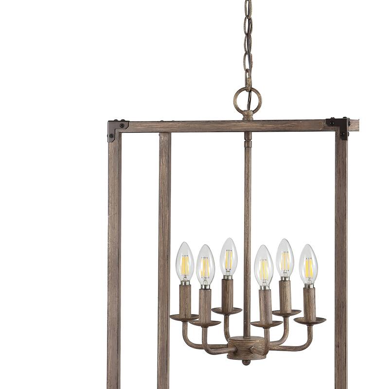 Gabrielle 4-Light Adjustable Iron Rustic Farmhouse LED Pendant, by JONATHAN Y