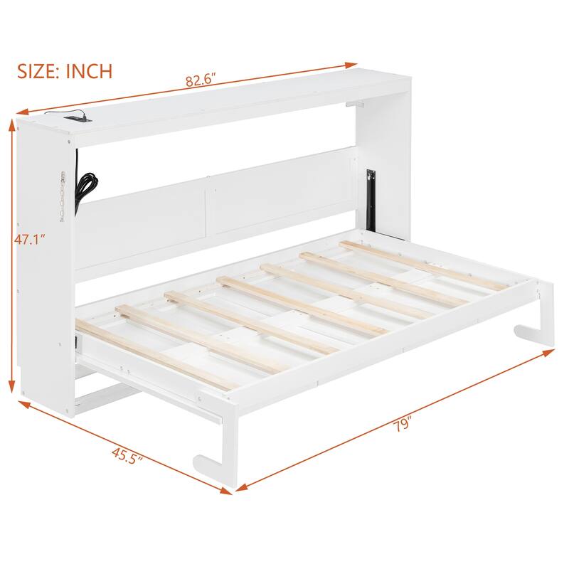 SideFold Murphy Bed with Geometric Art Panels, USB Power Hub & LED Glow by Harper&Bright Designs