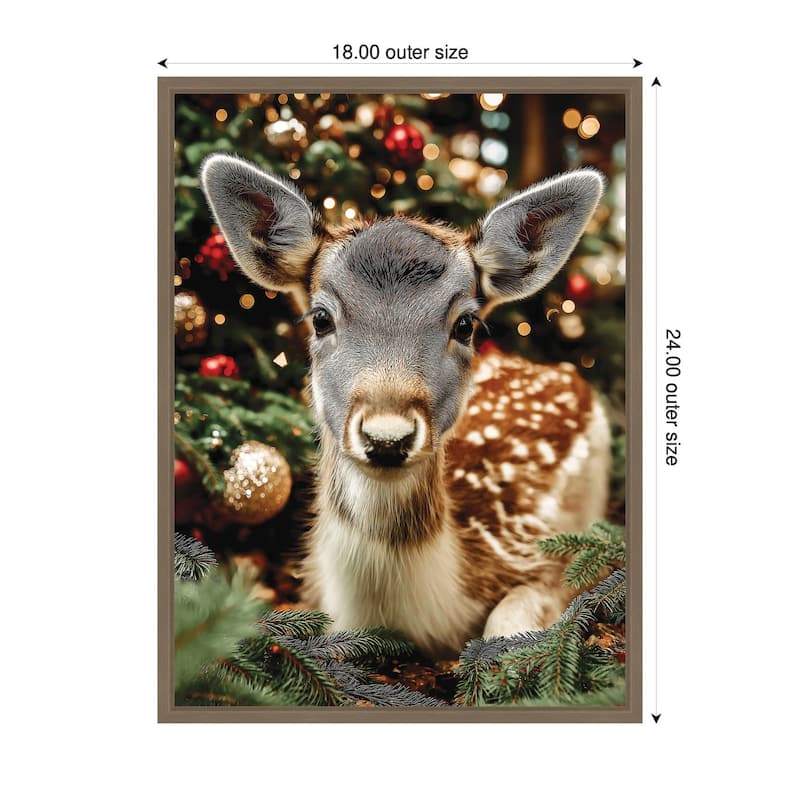 Kate and Laurel Framed Canvas Small Doe Between Christmas Decor by Michael Schauer