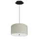 14" W 2 Light Pendant Textured Oatmeal Shade with Diffuser, Black Cord