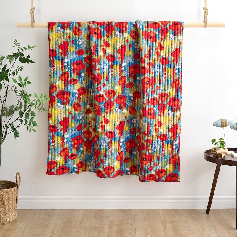 Greenland Home Fashions Poppies Modern Floral Watercolor Throw
