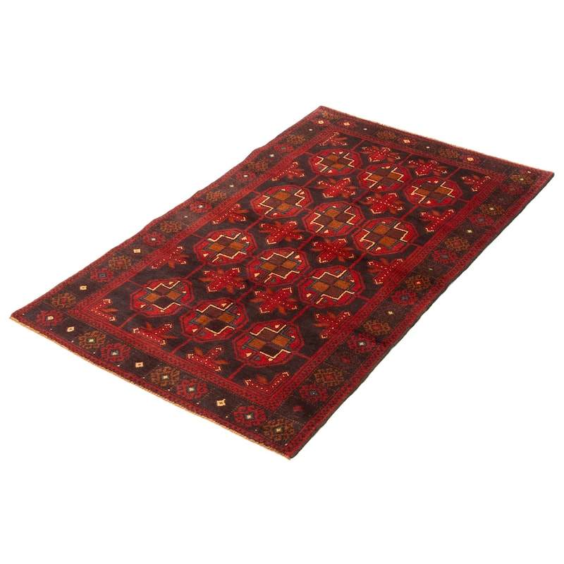 ECARPETGALLERY Hand-knotted Baluch Black Wool Rug - 3'5 x 5'11