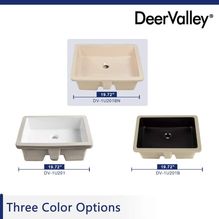 DeerValley Ursa 20"L x 16"W Undermount Bathroom Sink with Overflow