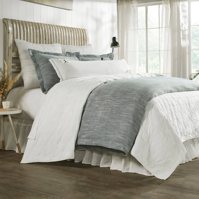 Jaicee Teal Cotton Linen Duvet Cover or Pillow Sham