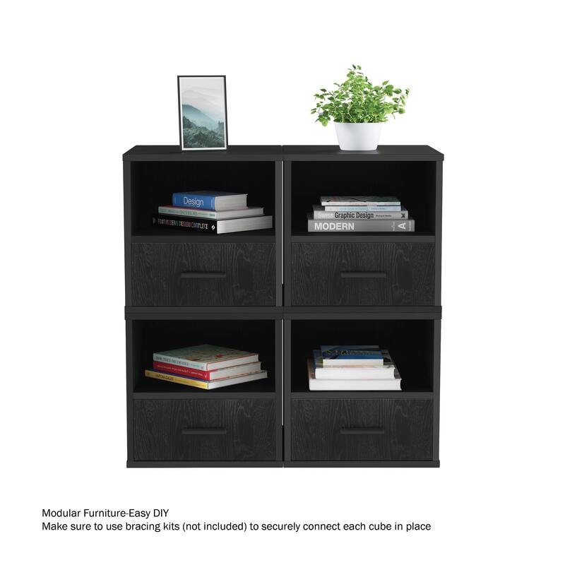 Hastings Home Cube End Table with Drawer - 15.75" x 16.25" x 15.75"