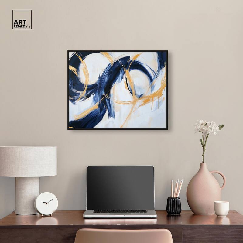 Navy and Gold Rings I Canvas by Art Remedy