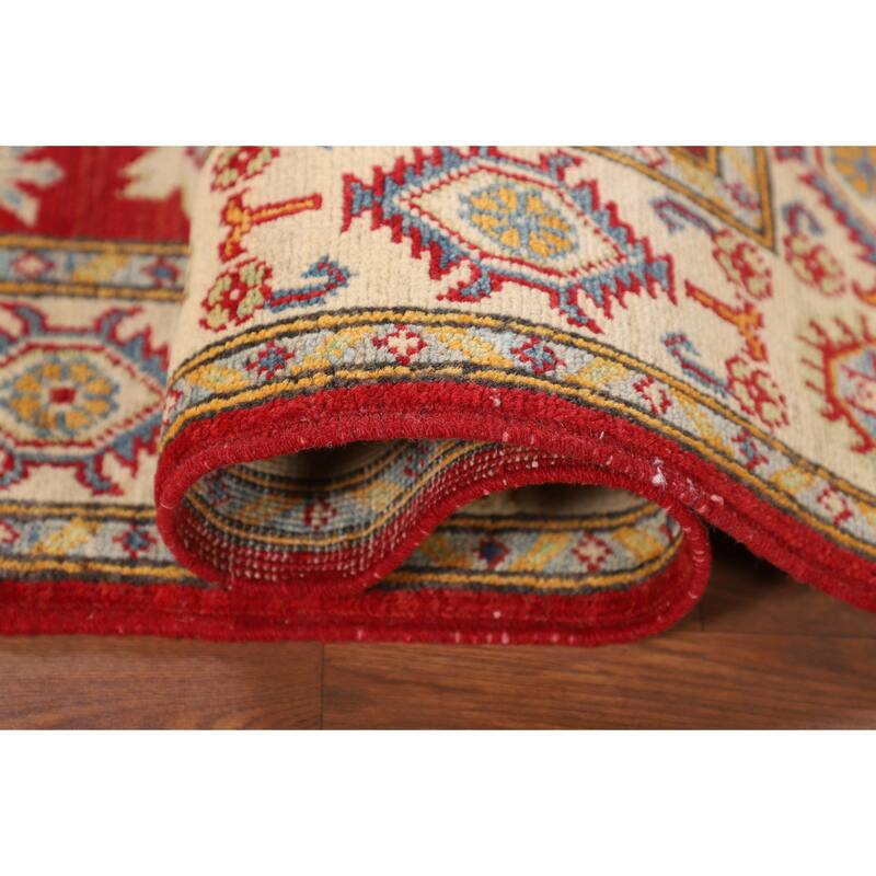 Traditional Kazak Accent Rug Hand-Knotted Geometric Wool Carpet - 2'10" x 4'2"