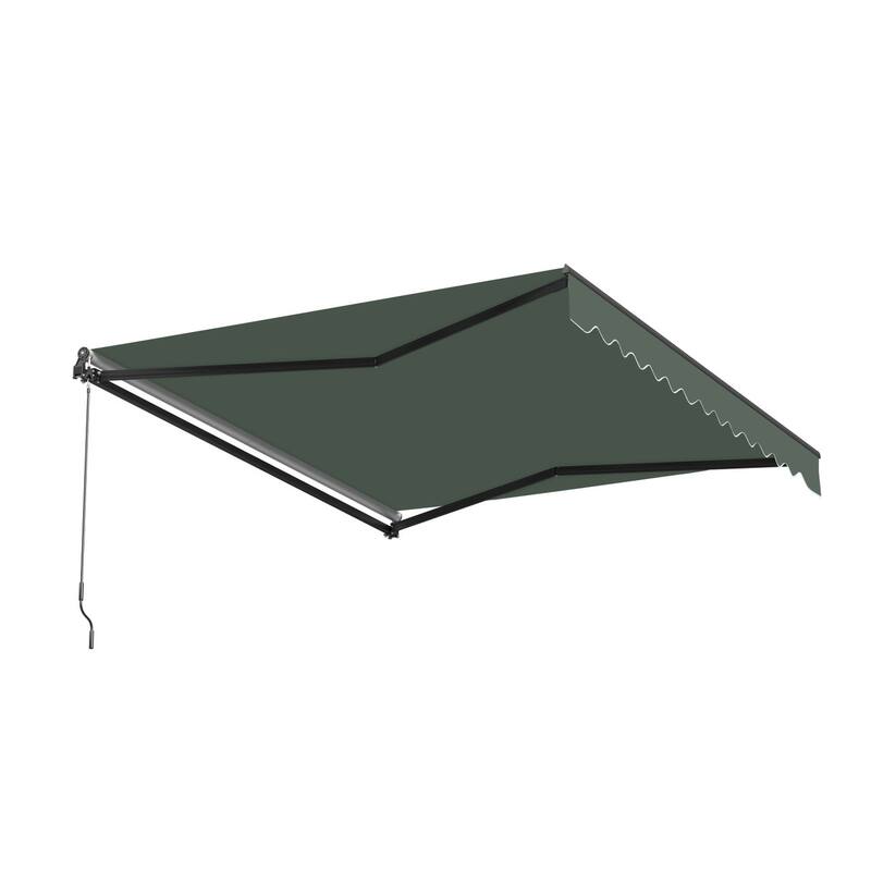 ALEKO Caribbean Manual Retractable Patio Awning - Black Frame - Forest Green - 13 x 10 Feet