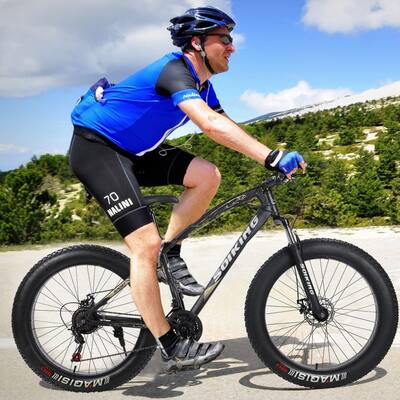 Fat Tire Men Mountain Bike, 17-Inch / Medium High-Tensile Frame