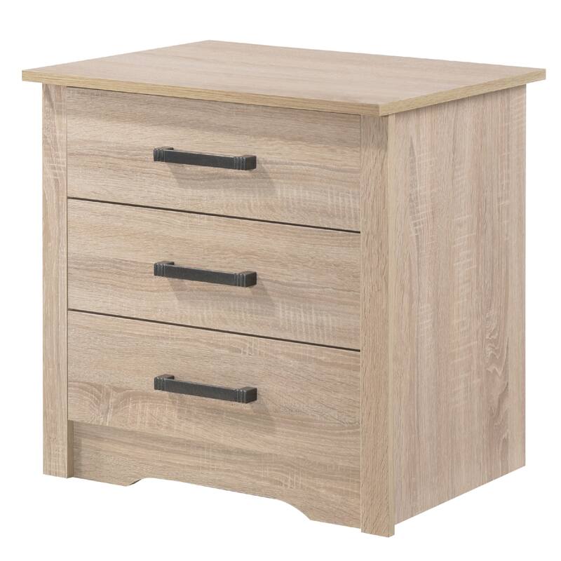 3-Drawer Wooden Nightstand - 23" - Light Brown