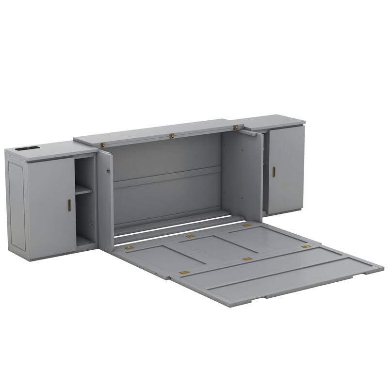 Murphy Bed with Shelves, Cabinets, USB Ports