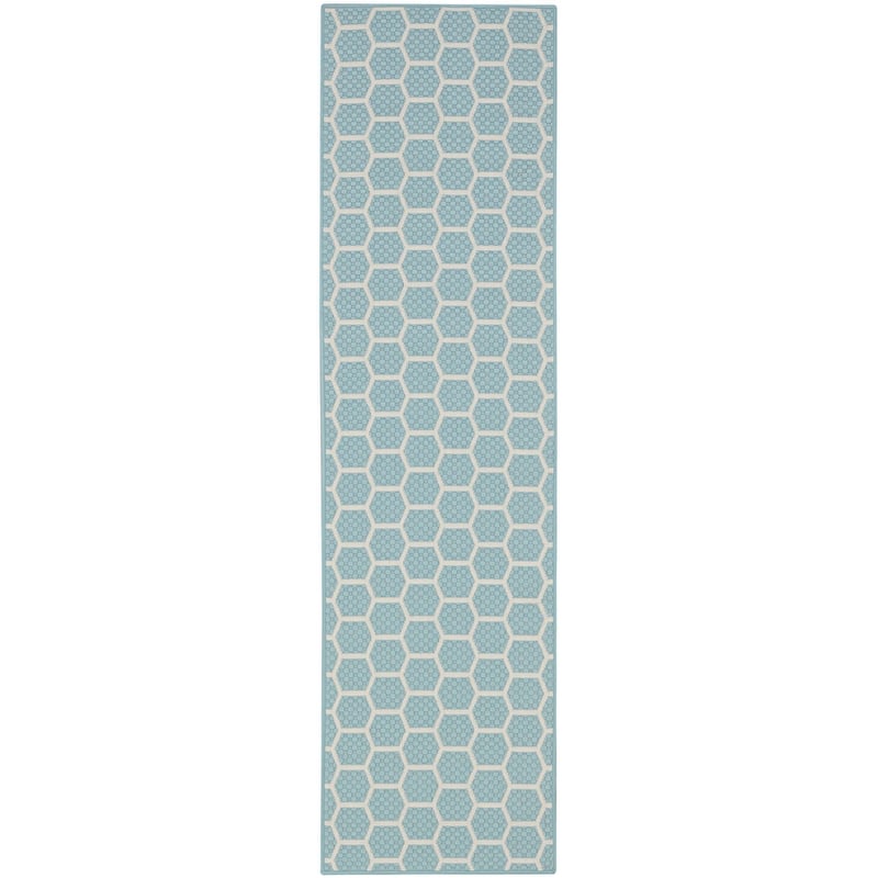 HomeRoots Geometric Modern Runner Outdoor Rug - 8' Runner