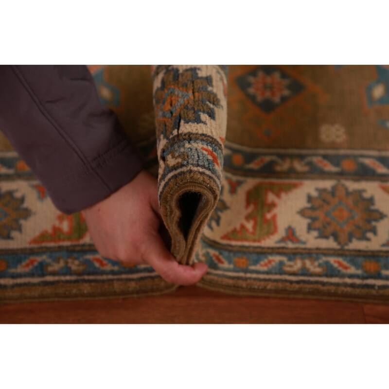 Brown Traditional Kazak Foyer Rug Hand-Knotted Wool Carpet - 2'7"x 4'0"