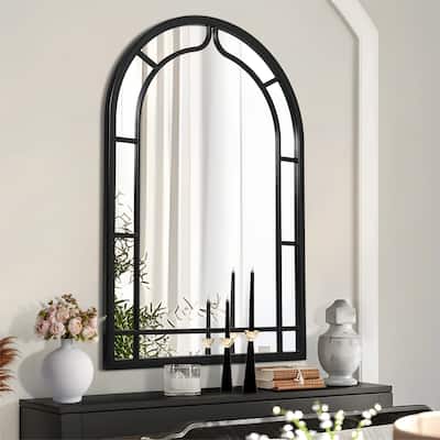 Arch Window Wall Mirror Bathroom Vanity Mirror - Black - 47.2'' H x 31.5" W x 1.1" D