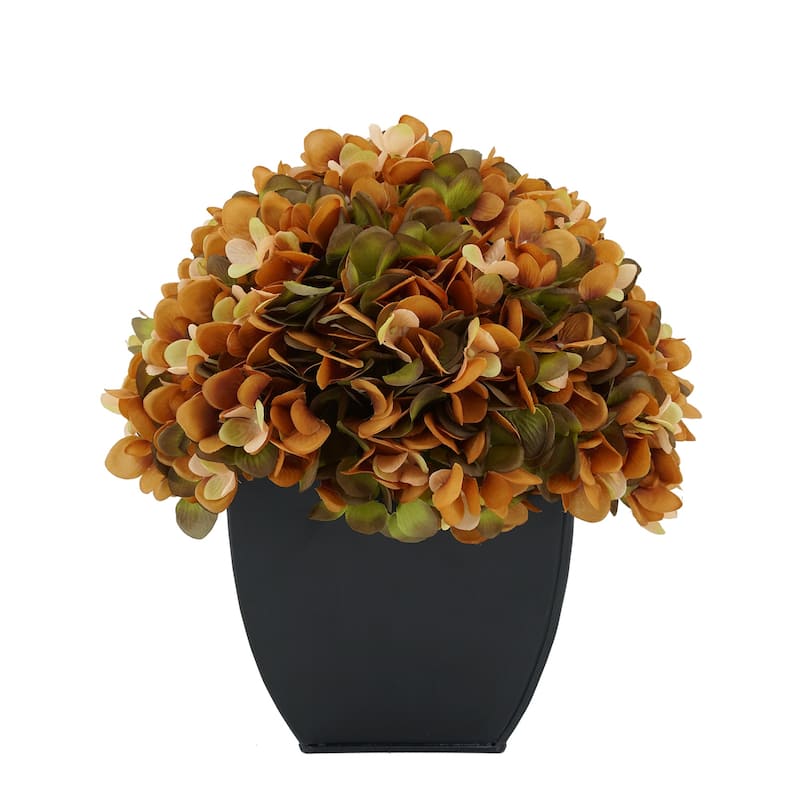 Faux Hydrangea in Black Tapered Zinc Cube