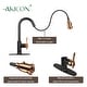 preview thumbnail 4 of 13, Two-Tone Matte Black & Rose Gold Kitchen Faucet with Deck Plate, Single Level Handle and Pull Down Sprayer