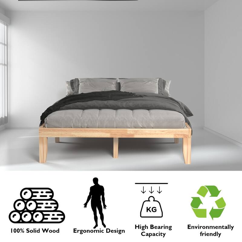 Gymax 14'' Queen Size Wooden Platform Bed Frame w/ Strong Slat Support