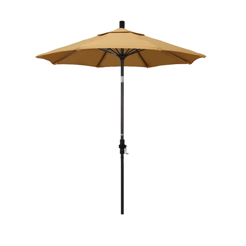 California Umbrella 7.5' Rd. Aluminum/Fiberglass Rib Patio Umb, Deluxe Crank Lift/Collar Tilt, Bronze Finish, Sunbrella Fabric - Wheat