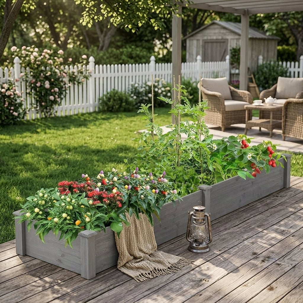 Javlergo 96"x28"x10" Raised Garden Bed Large Outdoor Planter Box Tool-Free Assembly Vertical Gardening for Vegetables Flowers
